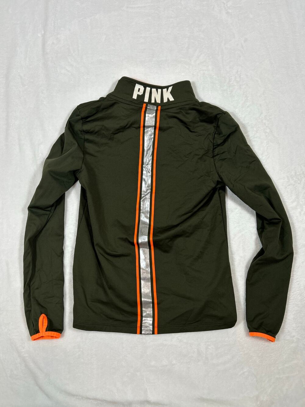 Brand Pink Quarter Zip in orange and green, size Large